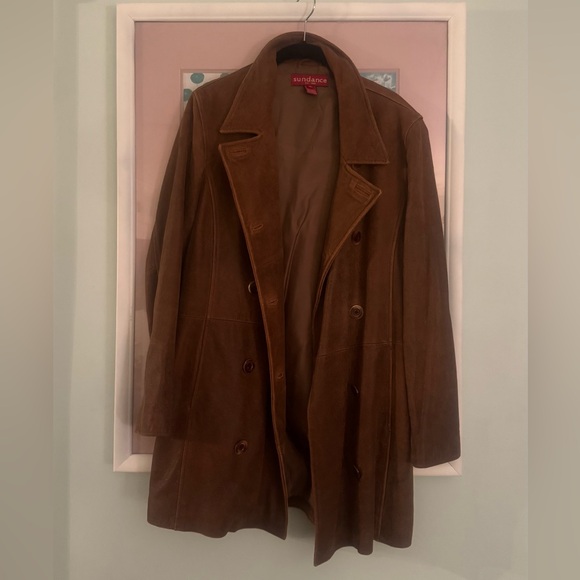 Sundance Brown leather Pea Coat - Picture 7 of 9